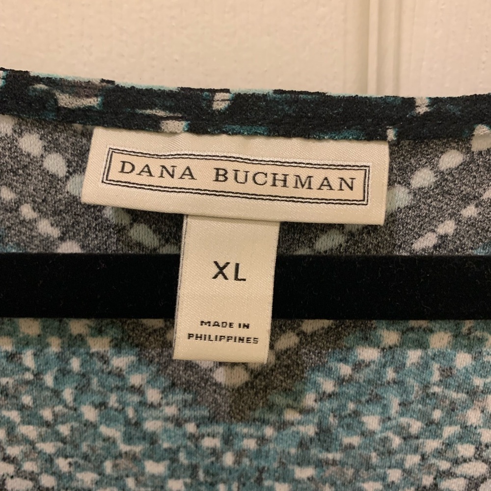 Dana Buchman Black and Teal Long Sleeve Dress - Picture 2 of 4